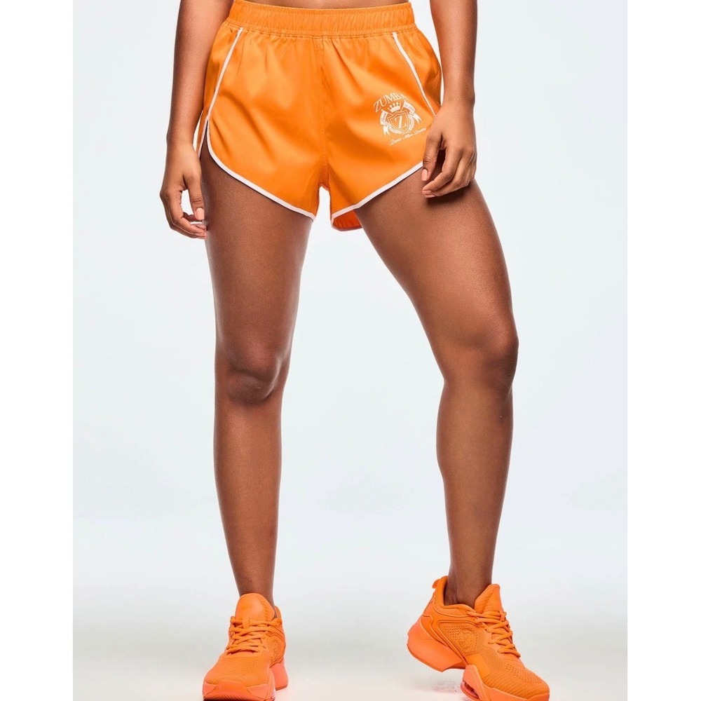 NWT Zumba Class of 2001 Running Shorts Orange Punch XS Z1B000652